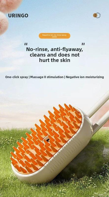 3 in 1 Electric Pet Spray Comb with Rotatable Handle Anti Static Grooming Brush for Cats and Dogs Massage Deshedding Tool Khaki.