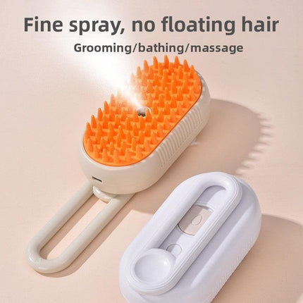 3 in 1 Electric Pet Spray Comb with Rotatable Handle Anti Static Grooming Brush for Cats and Dogs Massage Deshedding Tool White.