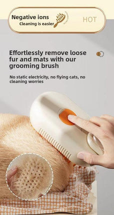 2 Packs 3 in 1 Electric Pet Spray Comb with Rotatable Handle Anti Static Grooming Brush for Cats and Dogs Massage Deshedding Tool Khaki and White.