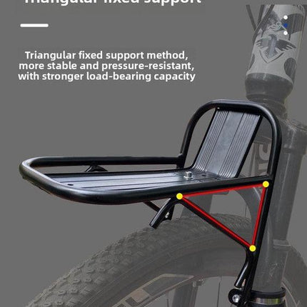 Aluminium Alloy Bicycle Front Rack Carrier Heavy Duty Fork Mount Cargo Shelf for MTB Mountain Bike Disc and V-Brake Touring Black.