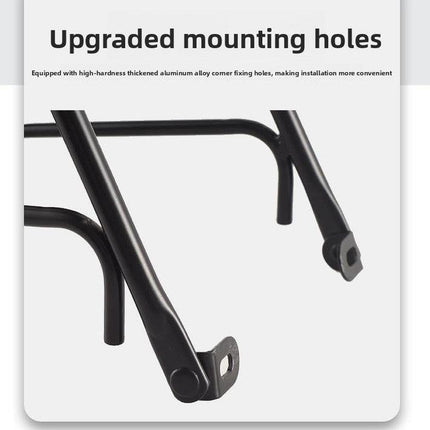 Universal Aluminium Bicycle Front Rack Carrier with Mounting Hose Clamps for MTB Fork Cargo Shelf Black.