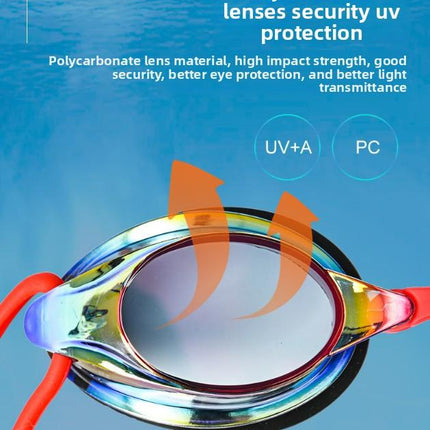 Red Swimming Goggles Mirrored Anti-Fog UV Protection Waterproof HD Silicone Seal Swim Glasses for Men Women Training.