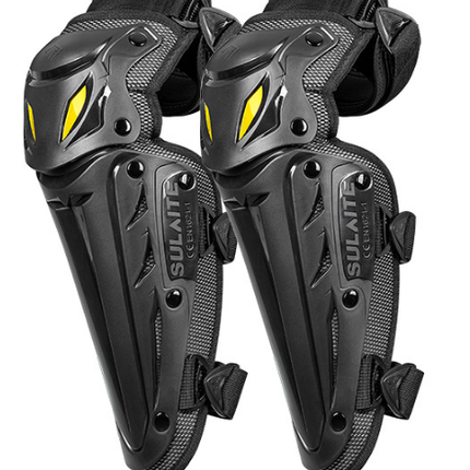 SULAITE CE Level 1 Certified Motorcycle Knee Pads Long Shin Guards Silver Hard Shell Armour Quick Release Adjustable for Motocross Dirt Bike.