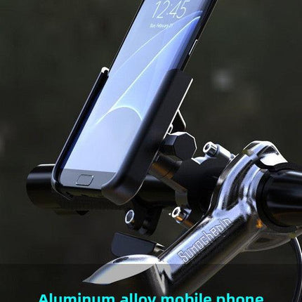 Universal Aluminium Motorcycle Phone Holder Handlebar Mount 360 Rotation Anti-Shake CNC Metal for Bike Scooter 4-7 Inch Phones Sliver.