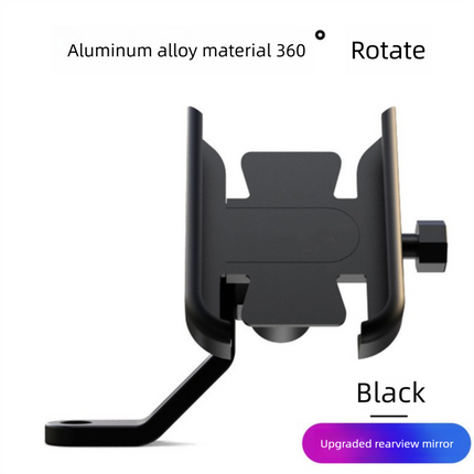 Universal Aluminium Motorcycle Phone Holder Rearview Mirror Mount 360 Rotation Anti-Shake M3 Metal for Motorbike Scooter Black.