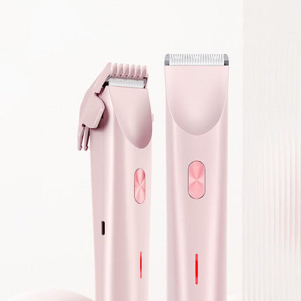 2-in-1 Electric Lady Shaver & Bikini Trimmer Dual Head Waterproof Wet & Dry Body Hair Remover Cordless Razor for Face Legs Underarms Pink.