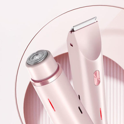 2-in-1 Electric Lady Shaver & Bikini Trimmer Dual Head Waterproof Wet & Dry Body Hair Remover Cordless Razor for Face Legs Underarms Blue.