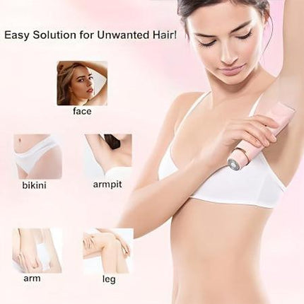 2-in-1 Electric Lady Shaver & Bikini Trimmer Dual Head Waterproof Wet & Dry Body Hair Remover Cordless Razor for Face Legs Underarms Blue.
