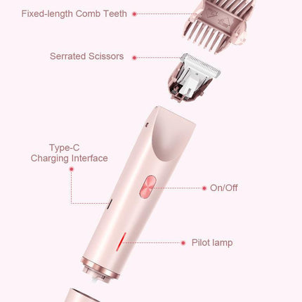 2-in-1 Electric Lady Shaver & Bikini Trimmer Dual Head Waterproof Wet & Dry Body Hair Remover Cordless Razor for Face Legs Underarms Blue.
