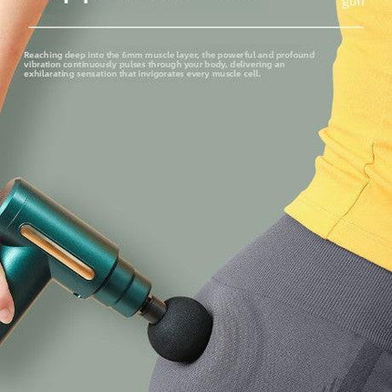 Mini Massage Gun Deep Tissue Percussion Muscle Massager Portable Handheld Quiet 6 Speeds 4 Heads Type-C Charging Electric Body Relaxer Tool Green.