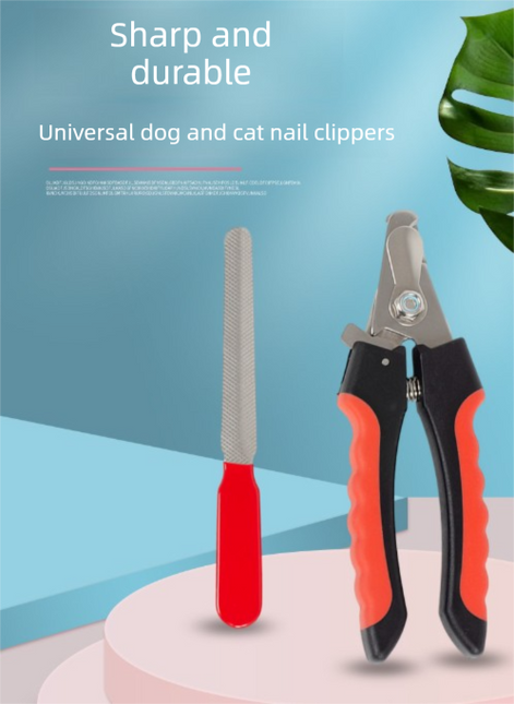 Pet Nail Clippers & File Set for Small Dogs Cats Stainless Steel Claw Trimmer with Safety Guard Non-Slip Handle Grooming Tool White & Blue.