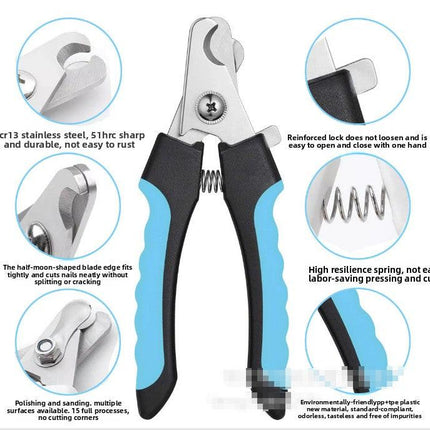 Pet Nail Clippers & File Set for Small Dogs Cats Stainless Steel Claw Trimmer with Safety Guard Non-Slip Handle Grooming Tool Black & Purple.