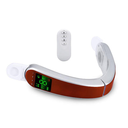 Electric EMS V-Face Shaping Massager Microcurrent Facial Lifting Device Double Chin Reducer with Remote Control & Heating Red.