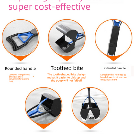 Medium Foldable Pet Pooper Scooper 45cm Portable Dog Waste Jaw Clamp with Bone Dispenser & 20 Bags Purple.