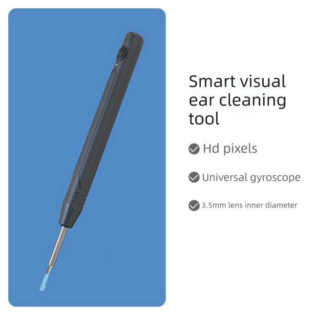 Smart Visual Ear Wax Removal Tool with HD Camera WiFi Wireless Otoscope Ear Cleaner 3.5mm Ultra Slim Lens for iPhone Android Black.
