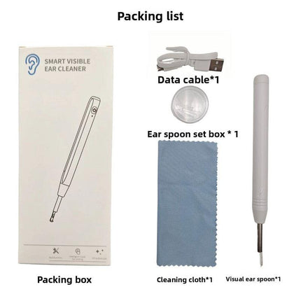 Smart Visual Ear Wax Removal Tool with HD Camera WiFi Wireless Otoscope Ear Cleaner 3.5mm Ultra Slim Lens for iPhone Android Black.