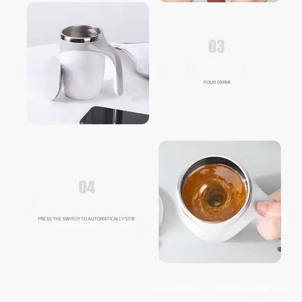 Automatic Self Stirring Coffee Mug 380ml Magnetic Mixing Cup 304 Stainless Steel AAA Battery Operated Travel Tumbler for Hot Chocolate Tea Office Home Coffee.