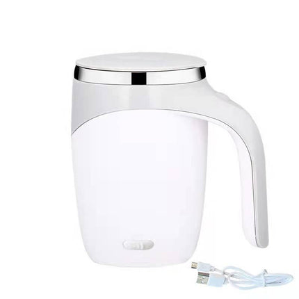 Rechargeable Automatic Self Stirring Mug USB Magnetic Mixing Cup 304 Stainless Steel Electric Coffee Tumbler for Travel Office Grey.