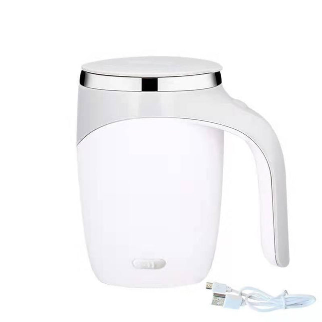 Rechargeable Automatic Self Stirring Mug USB Magnetic Mixing Cup 304 Stainless Steel Electric Coffee Tumbler for Travel Office Grey.