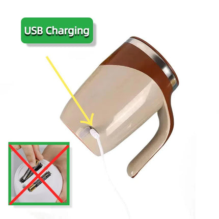 Rechargeable Automatic Self Stirring Mug USB Magnetic Mixing Cup 304 Stainless Steel Electric Coffee Tumbler for Travel Office Coffee.
