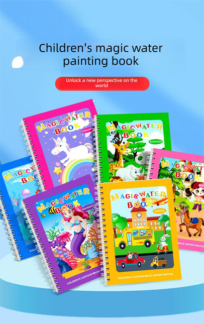 2 PCS Magic Water Colouring Book Traffic & Princess Themes Reusable Painting Activity Set Mess Free Travel Toy for Kids.