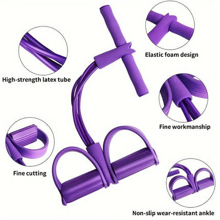 2 PCS Upgraded 6-Tube Pedal Resistance Band & Figure 8 Pull Rope Set Pink Elastic Tummy Trimmer for Home Gym Workout.