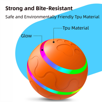 Yellow Durable TPU Smart Interactive Electric Pet Toy Ball - Automatic Bouncing Dog & Cat Chew Toy, Shaking Smart Activated.