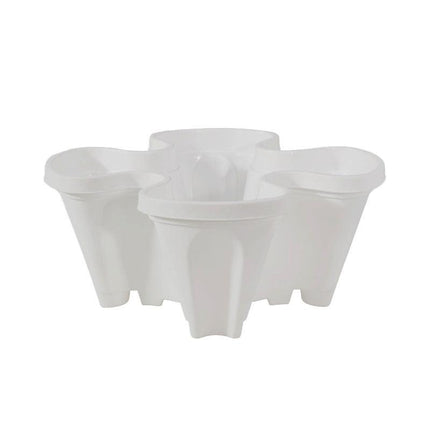 White 3-Tier Stackable Strawberry & Vegetable Planter with Mobile Wheel Tray - Space-Saving Vertical Gardening System.