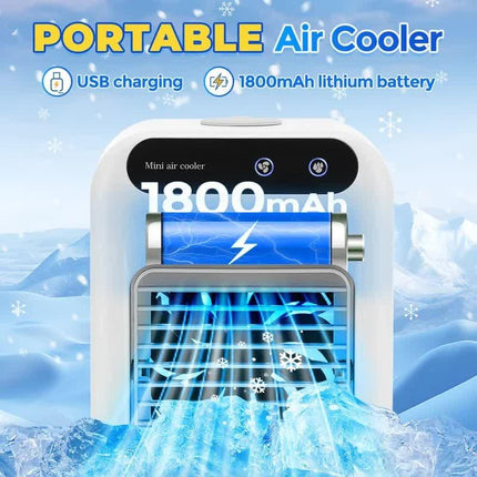 Portable 500ml Large-Capacity Air Cooler Fan - 9-Blade Strong Wind & Wide-Angle Oscillation, Easy Top-Fill Desktop Evaporative Humidifier.