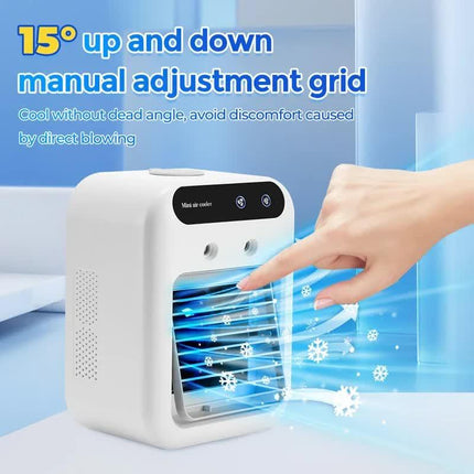 Portable 500ml Large-Capacity Air Cooler Fan - 9-Blade Strong Wind & Wide-Angle Oscillation, Easy Top-Fill Desktop Evaporative Humidifier.