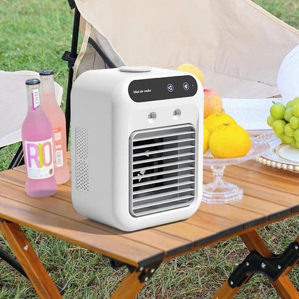 Portable 500ml Large-Capacity Air Cooler Fan - 9-Blade Strong Wind & Wide-Angle Oscillation, Easy Top-Fill Desktop Evaporative Humidifier.