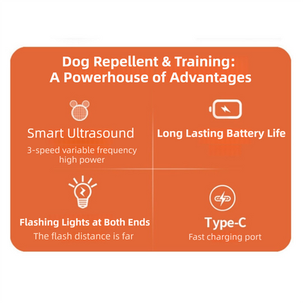Portable Mini Single-Head Ultrasonic Dog Repeller & Trainer with LED Flashlight - Multi-Function Pet Safety Device for Outdoors.