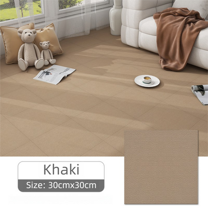 16 Pack Khaki Durable & Soft Self-Adhesive Carpet Tiles(30x30cm) - Interlocking Non-Slip Square Floor Mat for Bedroom, Office & Living Room.