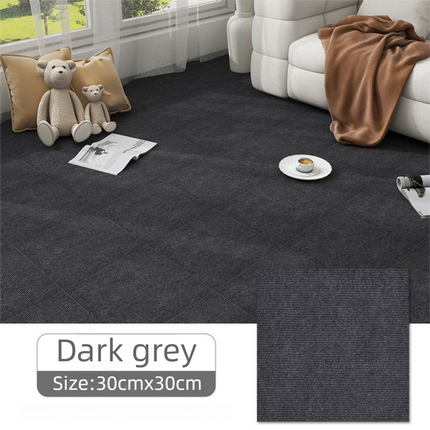16 Pack Dark Grey Durable & Soft Self-Adhesive Carpet Tiles(30x30cm) - Interlocking Non-Slip Square Floor Mat for Bedroom, Office & Living Room.