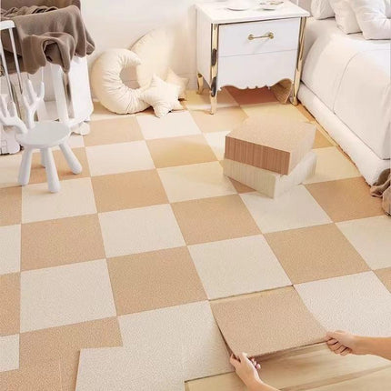 16 Pack Light Grey Durable & Soft Self-Adhesive Carpet Tiles(30x30cm) - Interlocking Non-Slip Square Floor Mat for Bedroom, Office & Living Room.