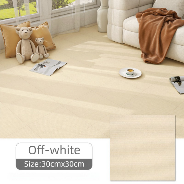8 x Khaki & 8 x Off-White Durable & Soft Self-Adhesive Carpet Tiles(30x30cm) - Interlocking Non-Slip Square Floor Mat for Bedroom, Office & Living Room.