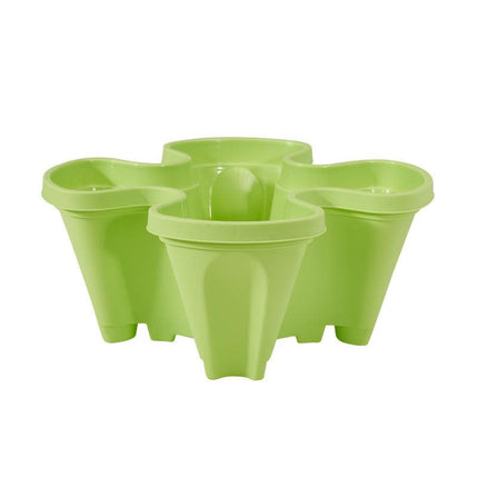 Green 3-Tier Stackable Strawberry & Vegetable Planter with Mobile Wheel Tray - Space-Saving Vertical Gardening System.