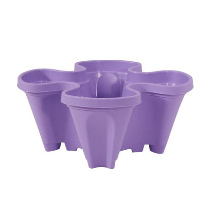 Purple 3-Tier Stackable Strawberry & Vegetable Planter with Mobile Wheel Tray - Space-Saving Vertical Gardening System.