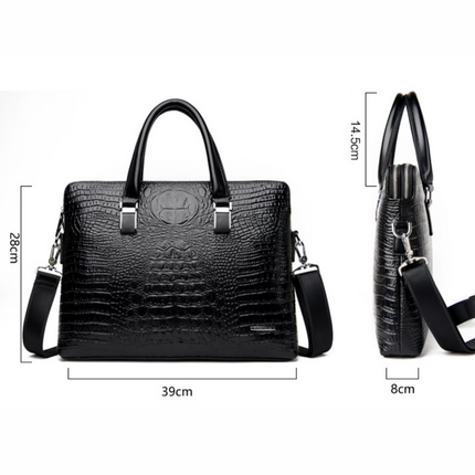 Blue Men's Luxury Crocodile Embossed PU Leather Briefcase(39 x 8 x 28 CM) With FREE Crocodile Wallet - Dual-Zip Business Shoulder/Crossbody Laptop Bag (Fits 14-inch).