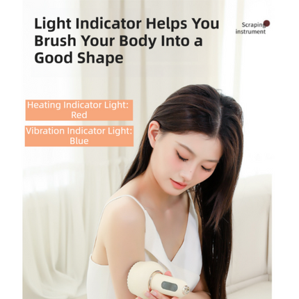 2-in-1 Portable Electric Gua Sha Meridian Massager Tool - 9-Gear Vibration & Soothing Heat Therapy with Red Light Heat and Magnetic Wave.