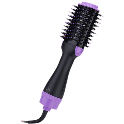 2-in-1 Black-Purple Negative Ion Hot Air Styler Brush - 7-Level Temp & 3-Gear Speed, Fast Drying Blow Dryer & Volumizing Straight/Curling Comb.