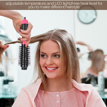 2-in-1 Black-Purple Negative Ion Hot Air Styler Brush - 7-Level Temp & 3-Gear Speed, Fast Drying Blow Dryer & Volumizing Straight/Curling Comb.