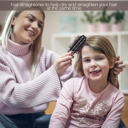 2-in-1 Black-Green Negative Ion Hot Air Styler Brush - 7-Level Temp & 3-Gear Speed, Fast Drying Blow Dryer & Volumizing Straight/Curling Comb.