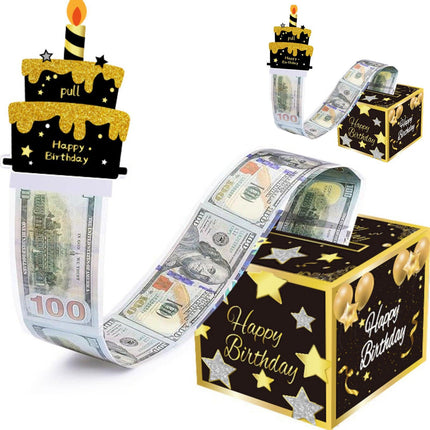 02 Black-Gold Christmas Surprise Money Pull Box - Double-Layer Digital Design for Festive Gifts, Birthday, and Holiday Party Decor.