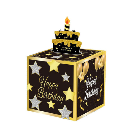 02 Black-Gold Christmas Surprise Money Pull Box - Double-Layer Digital Design for Festive Gifts, Birthday, and Holiday Party Decor.
