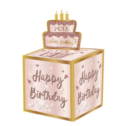 01 Pink-Gold Christmas Surprise Money Pull Box - Double-Layer Digital Design for Festive Gifts, Birthday, and Holiday Party Decor.