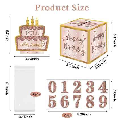 01 Pink-Gold Christmas Surprise Money Pull Box - Double-Layer Digital Design for Festive Gifts, Birthday, and Holiday Party Decor.