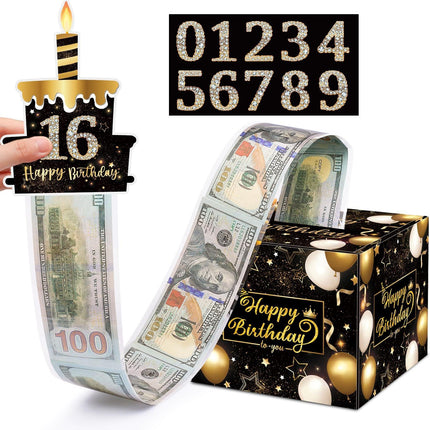 03 Black-Gold Christmas Surprise Money Pull Box - Double-Layer Digital Design for Festive Gifts, Birthday, and Holiday Party Decor.