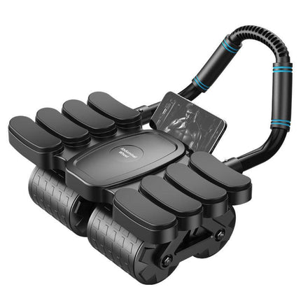 Black 4-Wheel Automatic Rebound Ab Roller with 8 Elbow Support - Core Trainer  for Home Abdominal Muscle Workout (Beginner-Friendly).