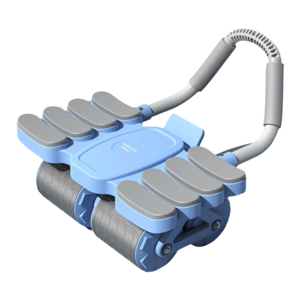 Blue 4-Wheel Automatic Rebound Ab Roller with 8 Elbow Support - Core Trainer  for Home Abdominal Muscle Workout (Beginner-Friendly).
